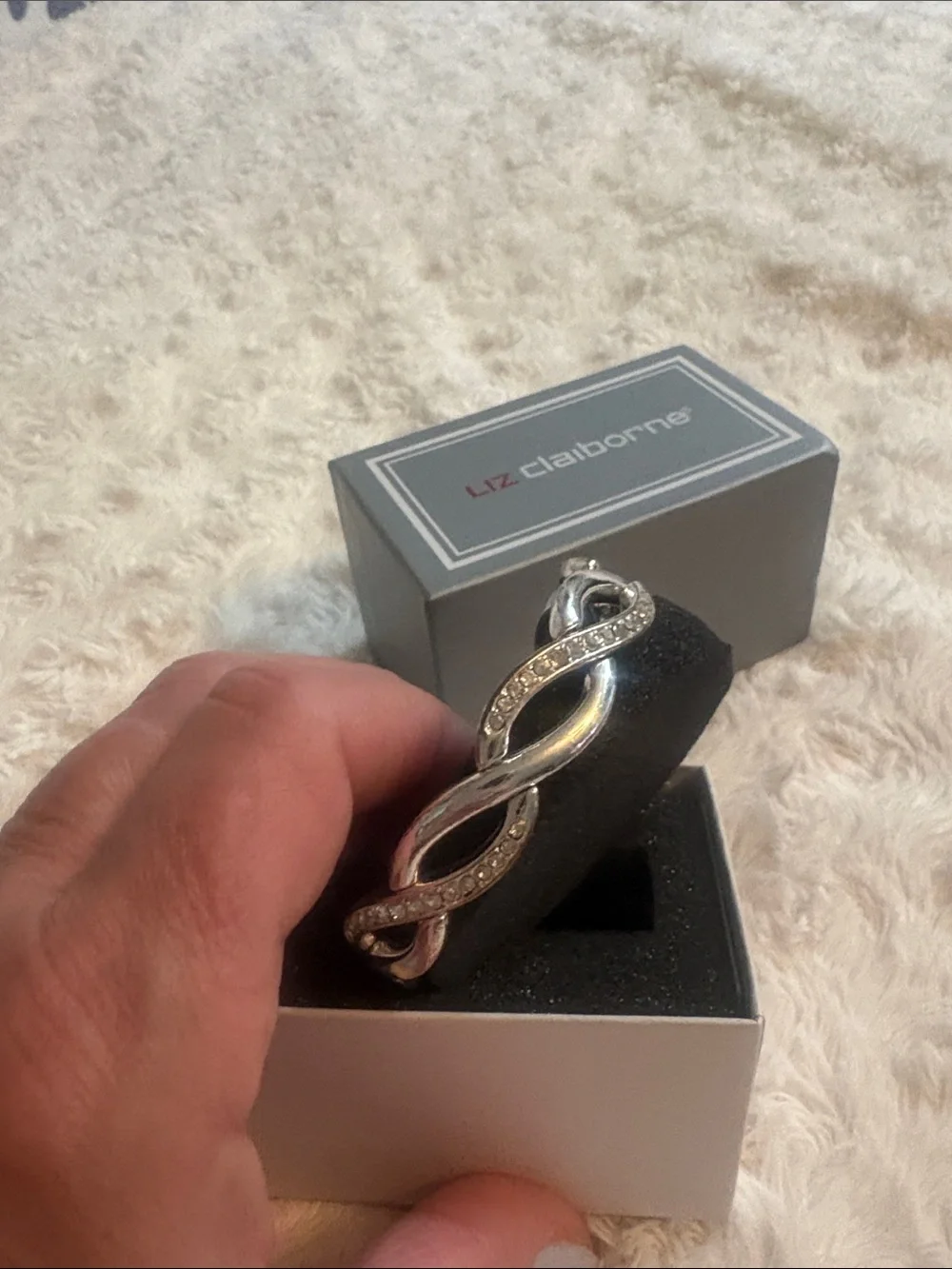 Liz Claiborne Silver Crystal Twist Bracelet